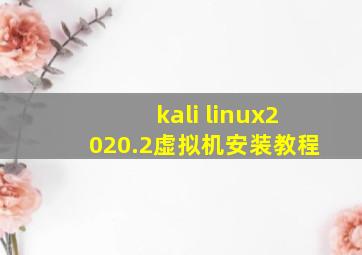 kali linux2020.2虚拟机安装教程